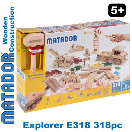 Matador Explorer E318 Wood Construction Set Building Blocks Bricks 318pc Age 5+