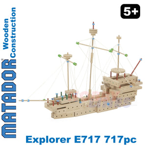 Matador Explorer E717 Wood Construction Set Building Blocks Bricks 717pc Age 5+