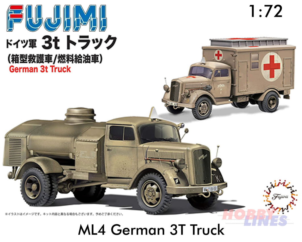 ML4 German 3T Truck Box Rescue & Fuel Refueling Vehicle WWII 1:72 Fujimi F723075