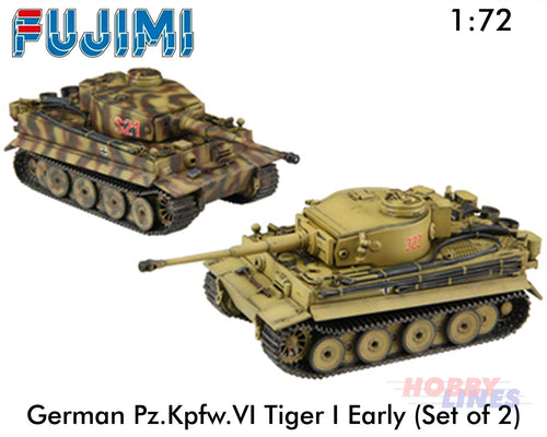 German PzKpfw. VI TIGER I Early Type Tank Set of 2 WWII 1:72 kit Fujimi F723112