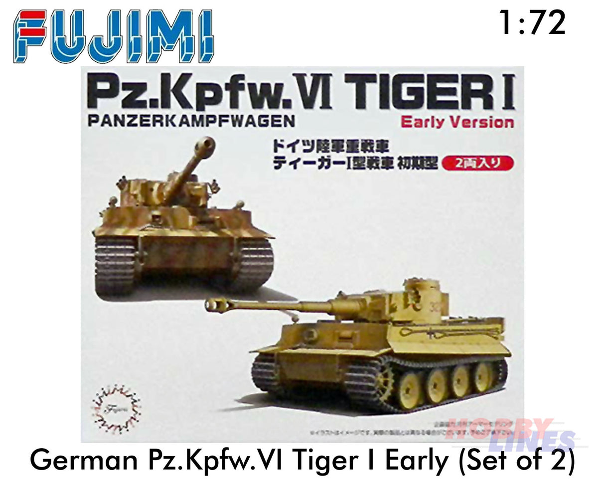 German PzKpfw. VI TIGER I Early Type Tank Set of 2 WWII 1:72 kit Fujimi F723112