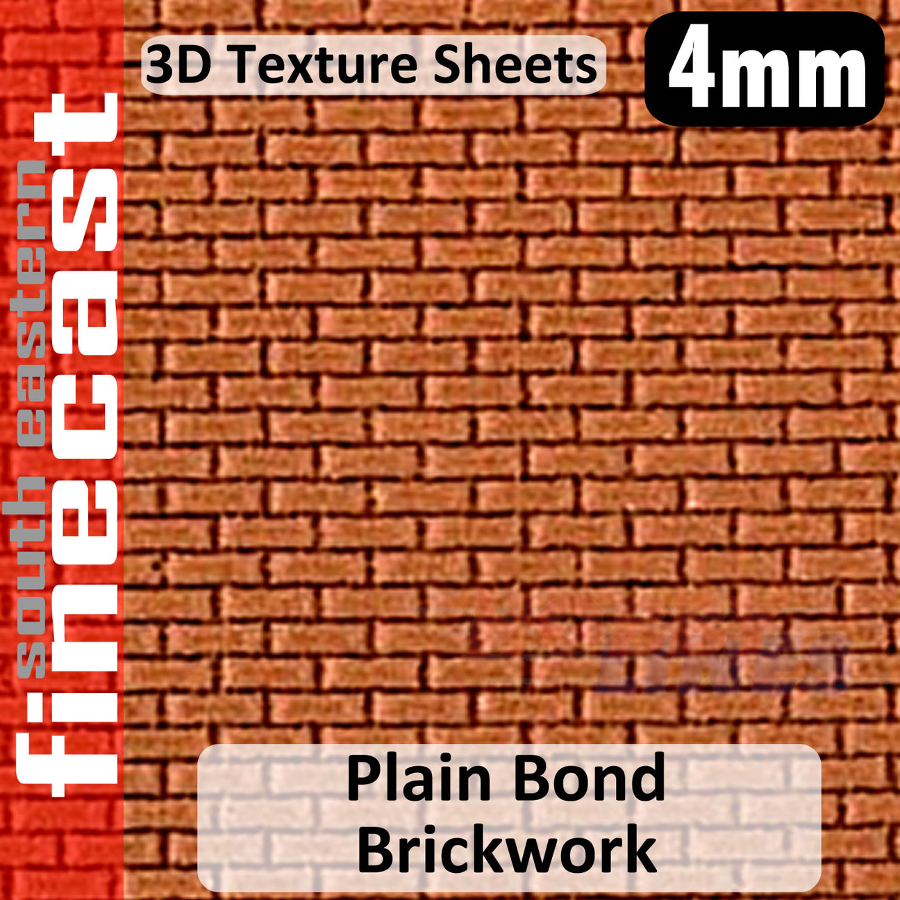 BRICK wall Plain Bond Terracotta 1:76 OO 4mm 3D Texture Sheet FINECAST FBS401B