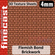 BRICKWORK FLEMISH Bond Terracotta 1:76 OO 4mm 3D Texture Sheet FINECAST FBS403B