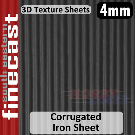 CORRUGATED IRON SHEET Grey 1:76 OO 4mm 3D Texture Sheet FINECAST FBS409G
