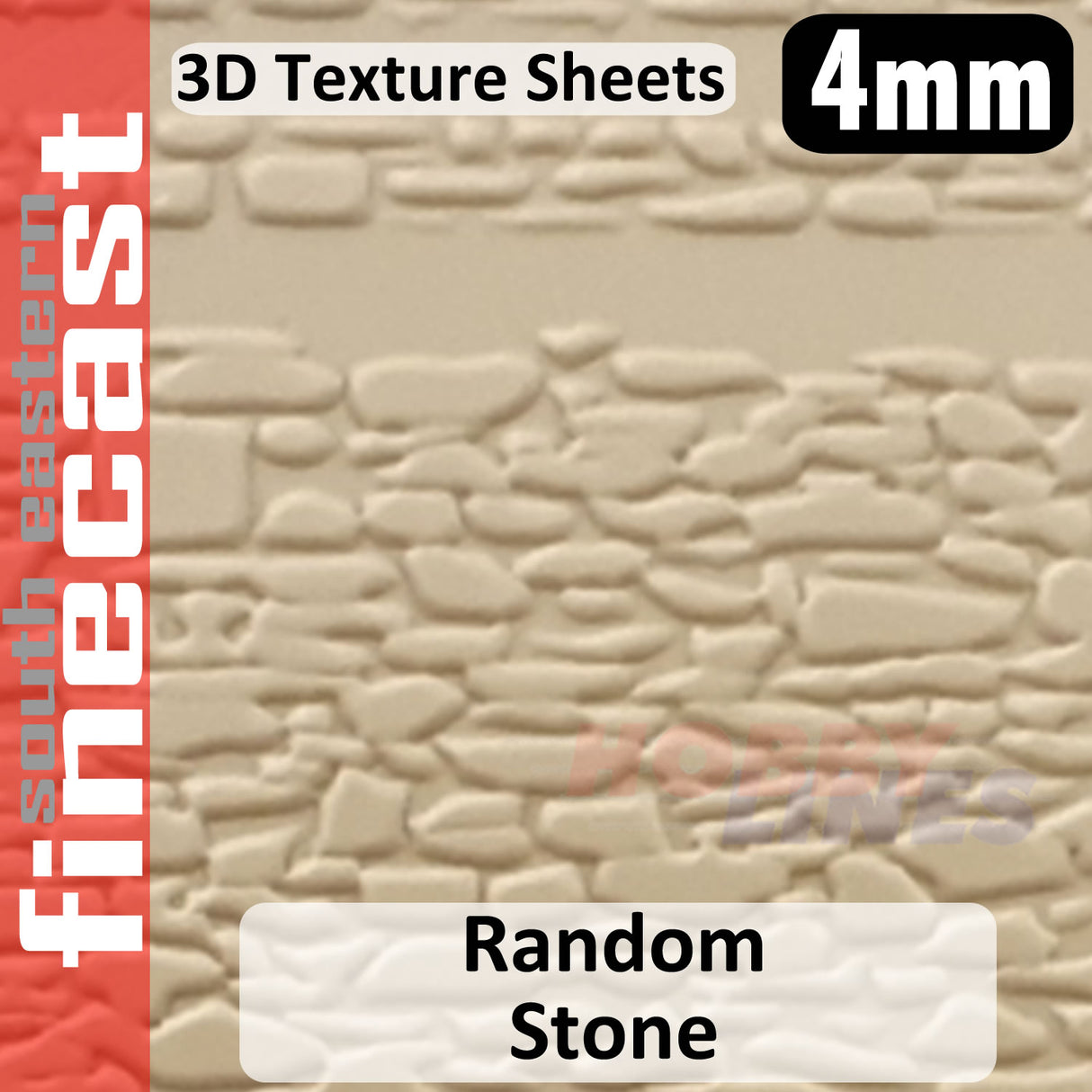 Walling Random Stone Beige 1:76 OO 4mm 3D Texture Sheet FINECAST FBS416C