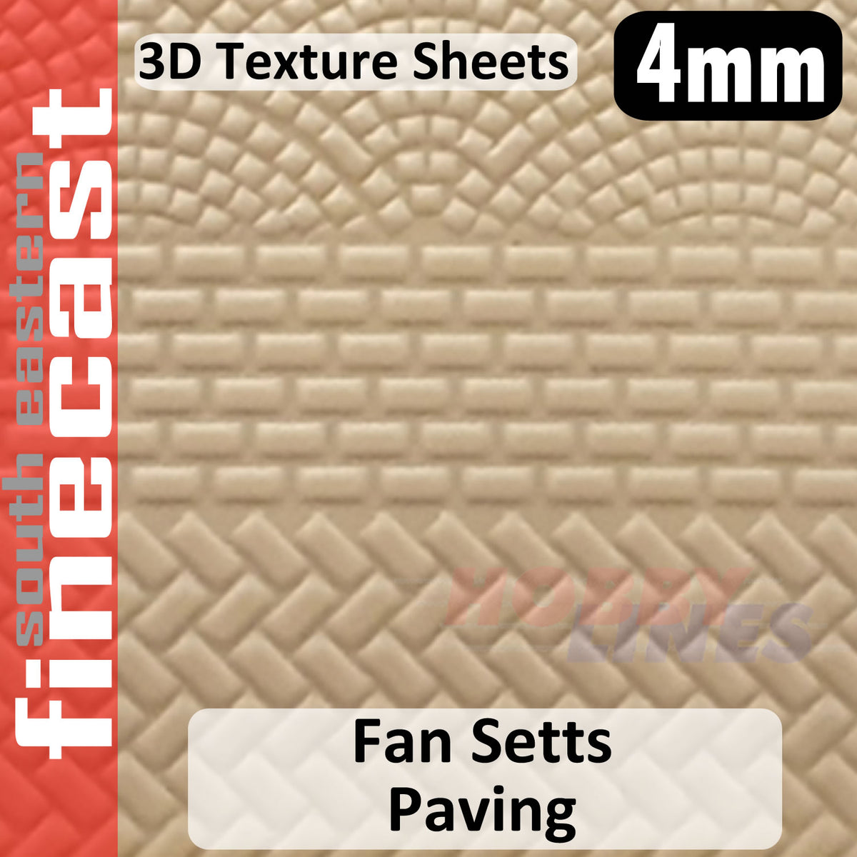 Paved Roadway Fan Setts Cobble 1:76 OO 4mm 3D Texture Sheet FINECAST FBS421C