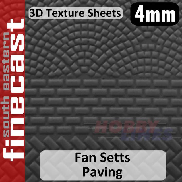 Paved Roadway Fan Setts Cobble 1:76 OO 4mm 3D Texture Sheet FINECAST FBS421G