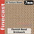 Flemish Bond Brickwork Stone 1:48 O 4mm 3D Texture Sheet FINECAST FBS703C