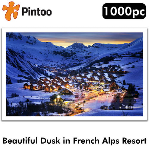 Showpiece Puzzle BEAUTIFUL DUSK IN FRENCH ALPS RESORT 20x32