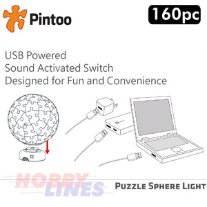 3D Puzzle PURPLE GLOBE 3" LED USB light Translucent Earth 60pc PINTOO J1021