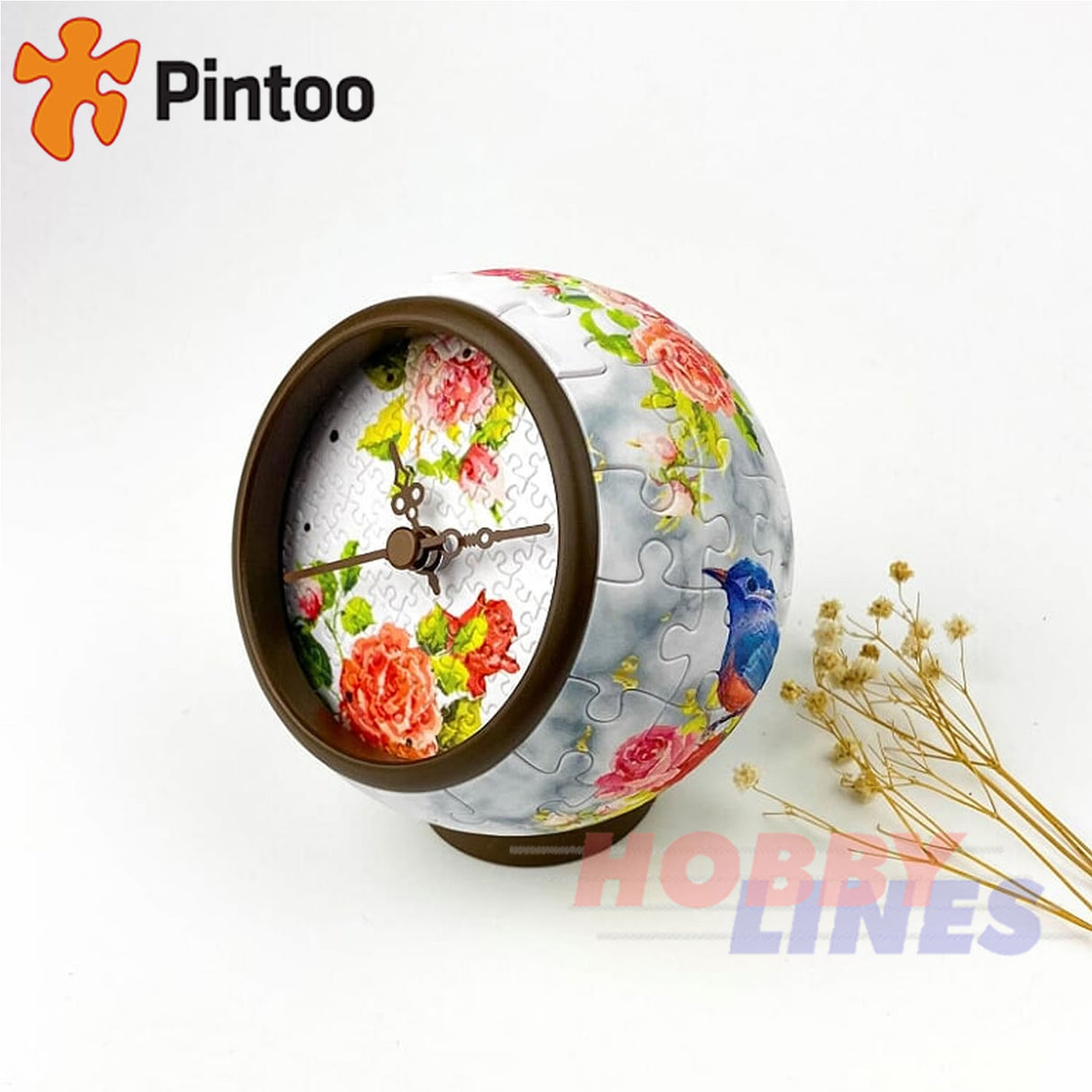 3D Puzzle Clock FRAGRANT FLOWERS & SINGING BIRDS 145pc Desk Clock PINTOO KC1046