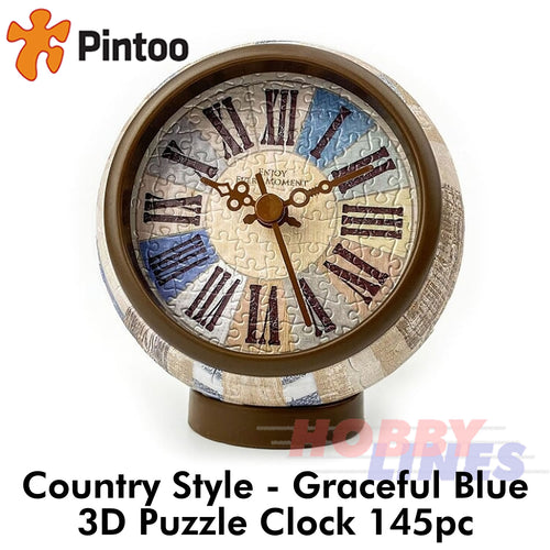 3D Puzzle Clock COUNTRY STYLE - GRACEFUL BLUE 145pc Desk Clock PINTOO KC1049