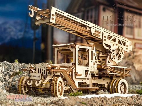 FIRE LADDER Engine Wooden Mechanical Construction 3D Puzzle kit uGears 70022