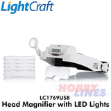 Headband Magnifier LED 5 lenses 15 levels Magnification LightCraft LC1769USB