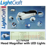 Headband Magnifier LED 5 lenses 15 levels Magnification LightCraft LC1769USB