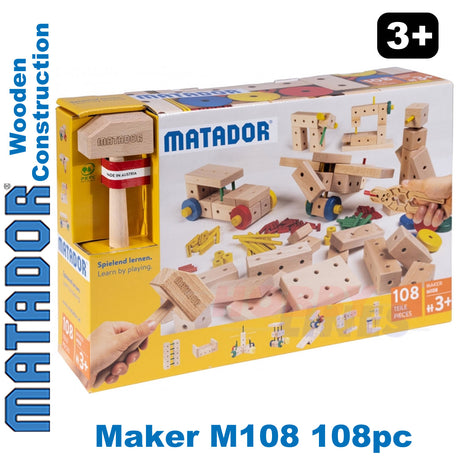 Matador Maker M108 Wooden Construction Set Building Blocks Bricks 108pc Age 3+