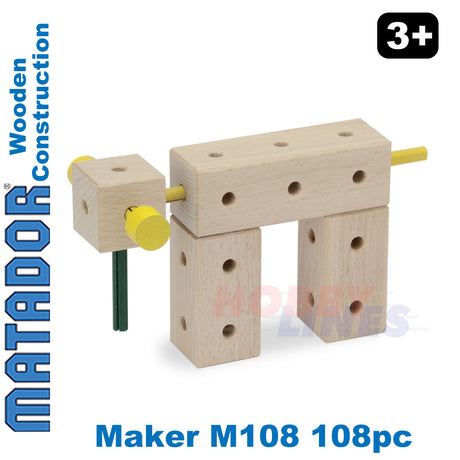 Matador Maker M108 Wooden Construction Set Building Blocks Bricks 108pc Age 3+