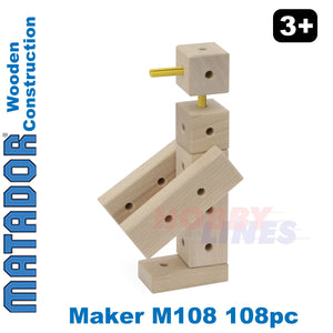 Matador Maker M108 Wooden Construction Set Building Blocks Bricks 108pc Age 3+