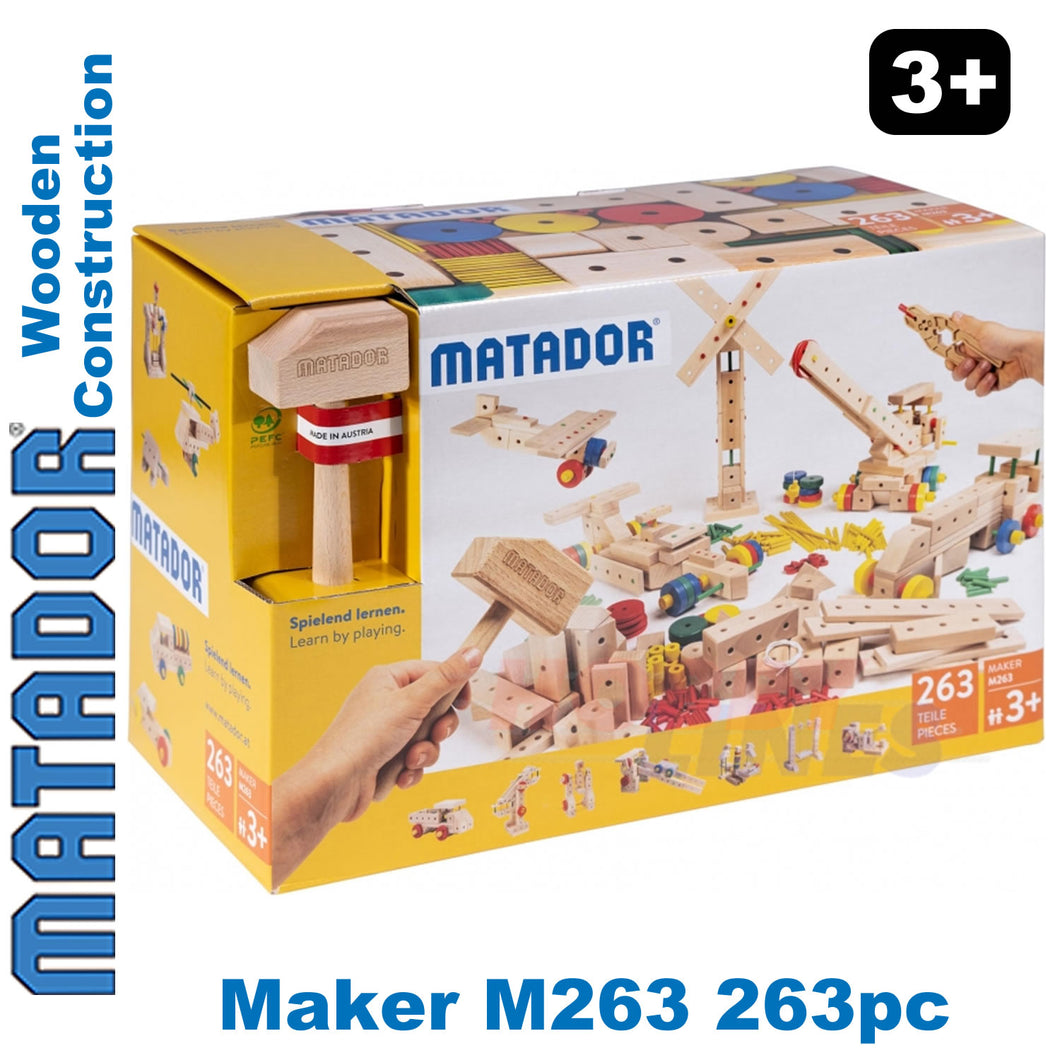 Matador Maker M263 Wooden Construction Set Building Blocks Bricks 263pc Age 3+