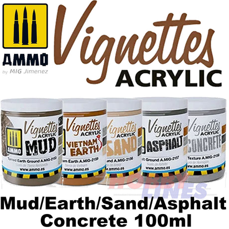 VIGNETTES ACRYLICS Mud Earth Sand Concrete Asphalt  Full Range AMMO Mig Jimenez