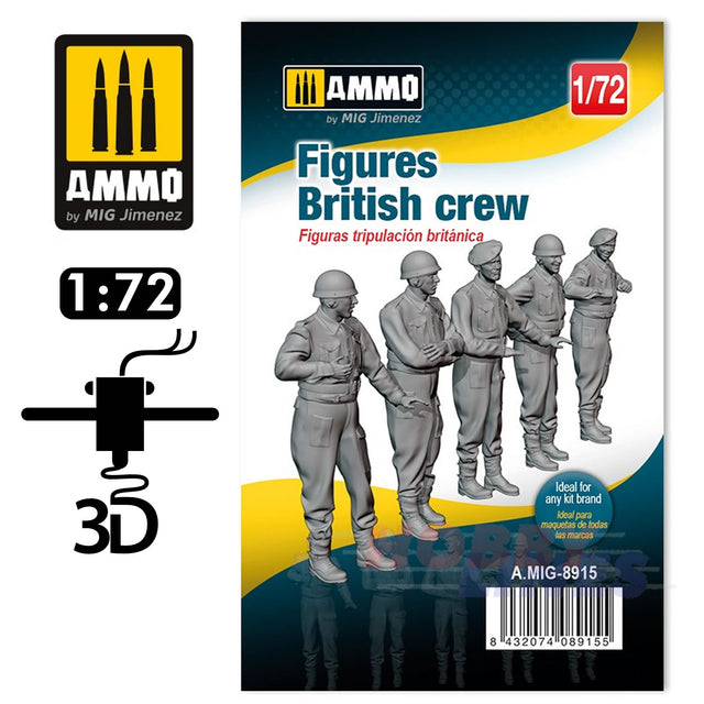 Figures BRITISH CREW WWII 1:72 vehicles &tanks 3D print AMMO Mig Jimenez MIG8915