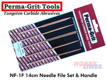 Load image into Gallery viewer, Perma-Grit NF-1H 16cm NEEDLE FILE SET with handle Tungsten Carbide Permagrit
