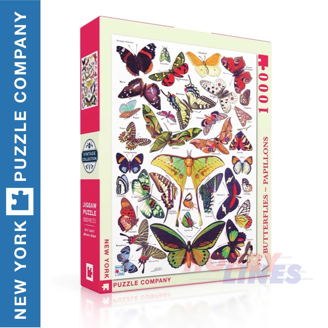 BUTTERFLIES ~ PAPILLONS New York Puzzle Company 1000pc Jigsaw PD633