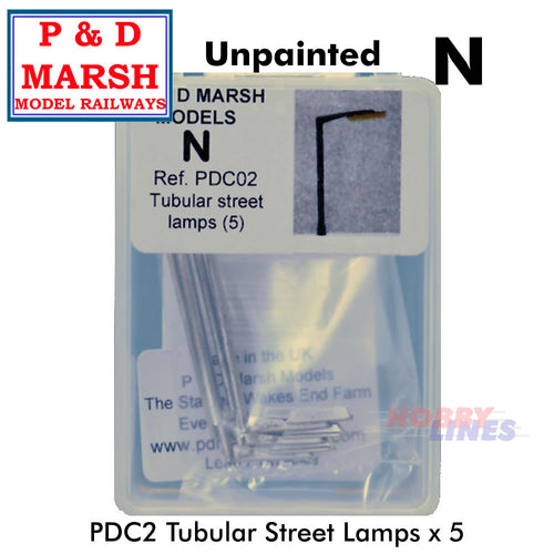 TUBULAR STREET LAMPS white metal P&D Marsh Unpainted N gauge C2