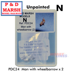 MEN PUSHING WHEELBARROWS white metal P&D Marsh Unpainted N gauge C24