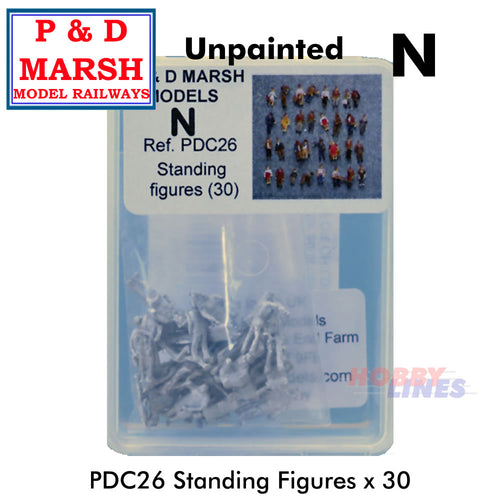 30 STANDING FIGURES white metal P&D Marsh Unpainted N gauge C26