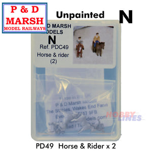 HORSES & RIDERS white metal animals figures P&D Marsh Unpainted N gauge C49