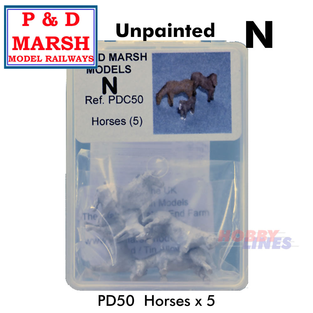 HORSES white metal farm animals P&D Marsh Unpainted N gauge C50