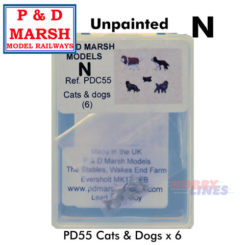 CATS & DOGS white metal pets animals P&D Marsh Unpainted N gauge C55