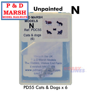 CATS & DOGS white metal pets animals P&D Marsh Unpainted N gauge C55