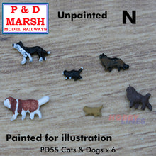 Load image into Gallery viewer, CATS &amp; DOGS white metal pets animals P&amp;D Marsh Unpainted N gauge C55
