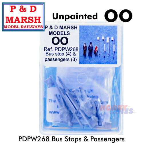 BUS STOPS & PASSENGERS White metal P&D Marsh Unpainted OO gauge PW268