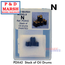Load image into Gallery viewer, STACK OIL DRUMS Painted yard items ready to place P&amp;D Marsh N gauge X42
