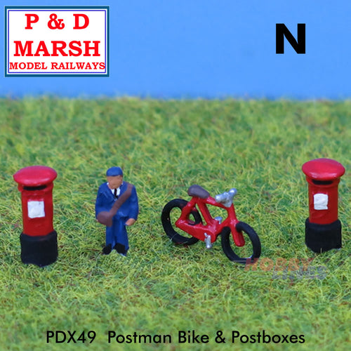 POSTMAN & POSTBOXES Painted ready to place at roadside P&D Marsh N gauge X49