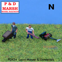 Load image into Gallery viewer, LAWNMOWERS ETC Painted figures ready to place P&amp;D Marsh N gauge X54
