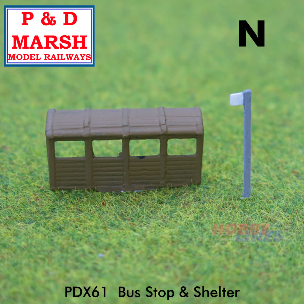 BUS STOP & SHELTER Painted street furniture ready to place P&D Marsh N gauge X61