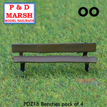 Load image into Gallery viewer, BENCHES x 4 Painted scenery items ready to place P&amp;D Marsh OO gauge Z16
