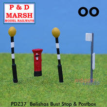 Load image into Gallery viewer, BELISHAS, BUS STOP &amp; POSTBOX Painted ready to place P&amp;D Marsh OO gauge Z37
