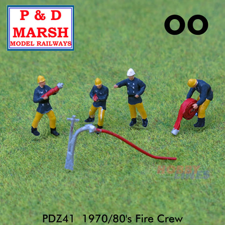 1970/80 FIRE CREW Painted figures ready to place P&D Marsh OO gauge Z41