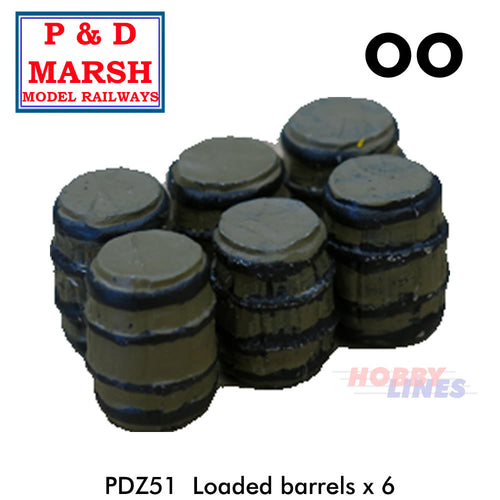 BARRELS x 6 Painted yard items ready to place P&D Marsh OO gauge Z51