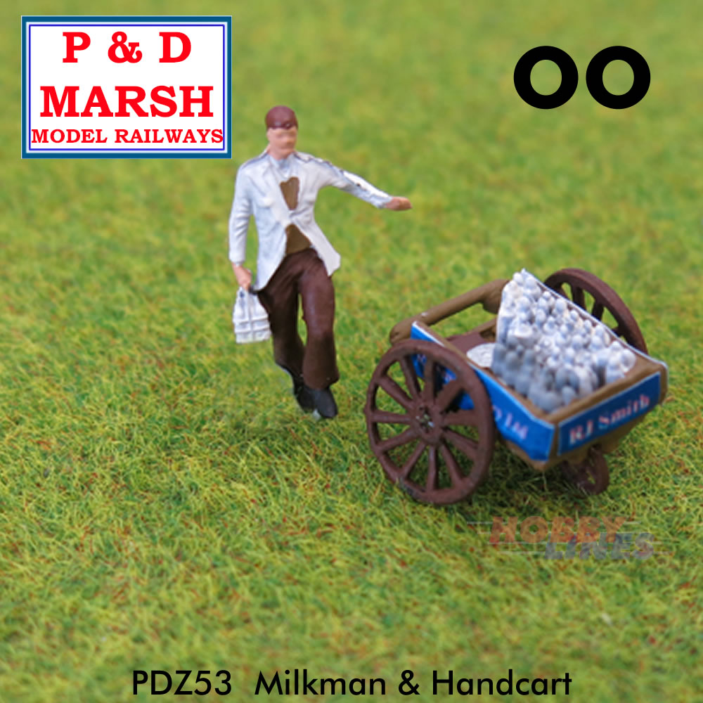 MILKMAN & MILK CART Painted figure ready to place PP&D Marsh OO gauge Z53