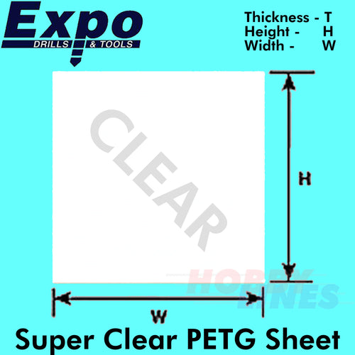 CLEAR PETG SHEET 0.5-0.75mm(20-30 Thou) 228 x 330mm pk 3 A4 plastic Expo Tools