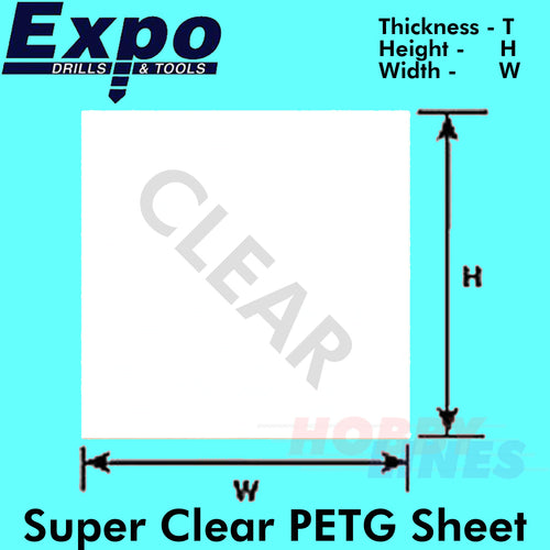 SUPER CLEAR PETG 0.50-2.00mm 457x330mm A3 pack 2 sheets PET-G plastic Expo Tools