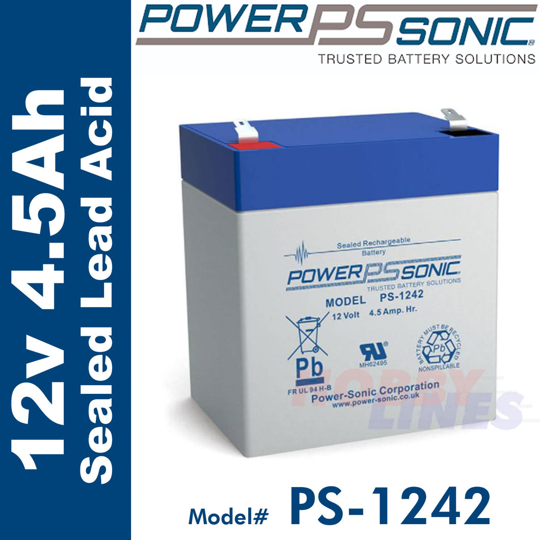 Power-Sonic PS-1242 12V 4.5Ah Sealed Lead Acid Rechargeable Battery GP series