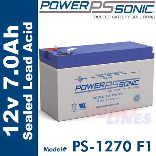 Power-Sonic PS-1270 F1 12V 7Ah Sealed Lead Acid Rechargeable Battery GP series