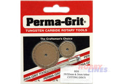 Load image into Gallery viewer, Perma-Grit RD3 CUTTING DISC SET 19 &amp; 32mm dia w Arbor Tungsten Carbide Permagrit
